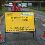 Highways work closure sign